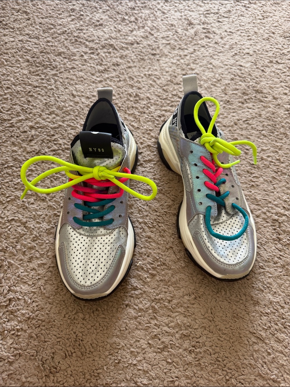 Steve Madden Silver Metallic Chunky Sneakers